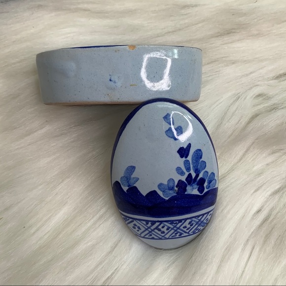 3 vintage ceramic boxes lidded blue - Picture 7 of 10